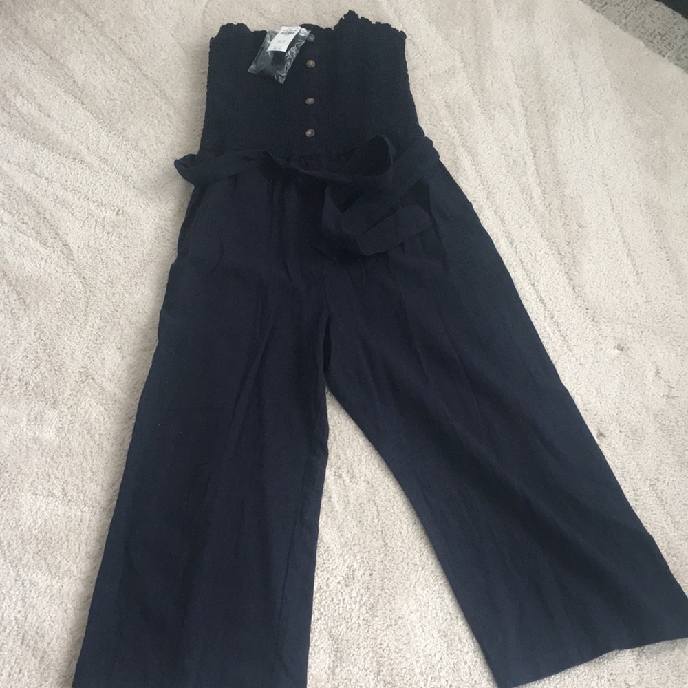 Abercrombie & Fitch Blue Jumpsuit with Wide-Leg Design